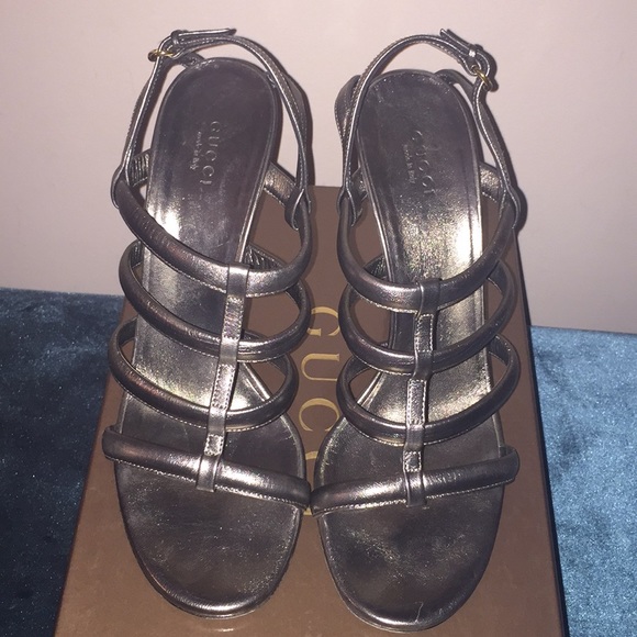 Pewter Gucci Sandals - Picture 1 of 5